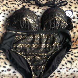 Swimsuits for all gold and black  bikini
